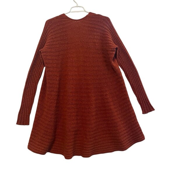 Free People Open Front Winter Wool Blend Knit Cardigan Orange Women’s Small Size - Picture 3 of 8